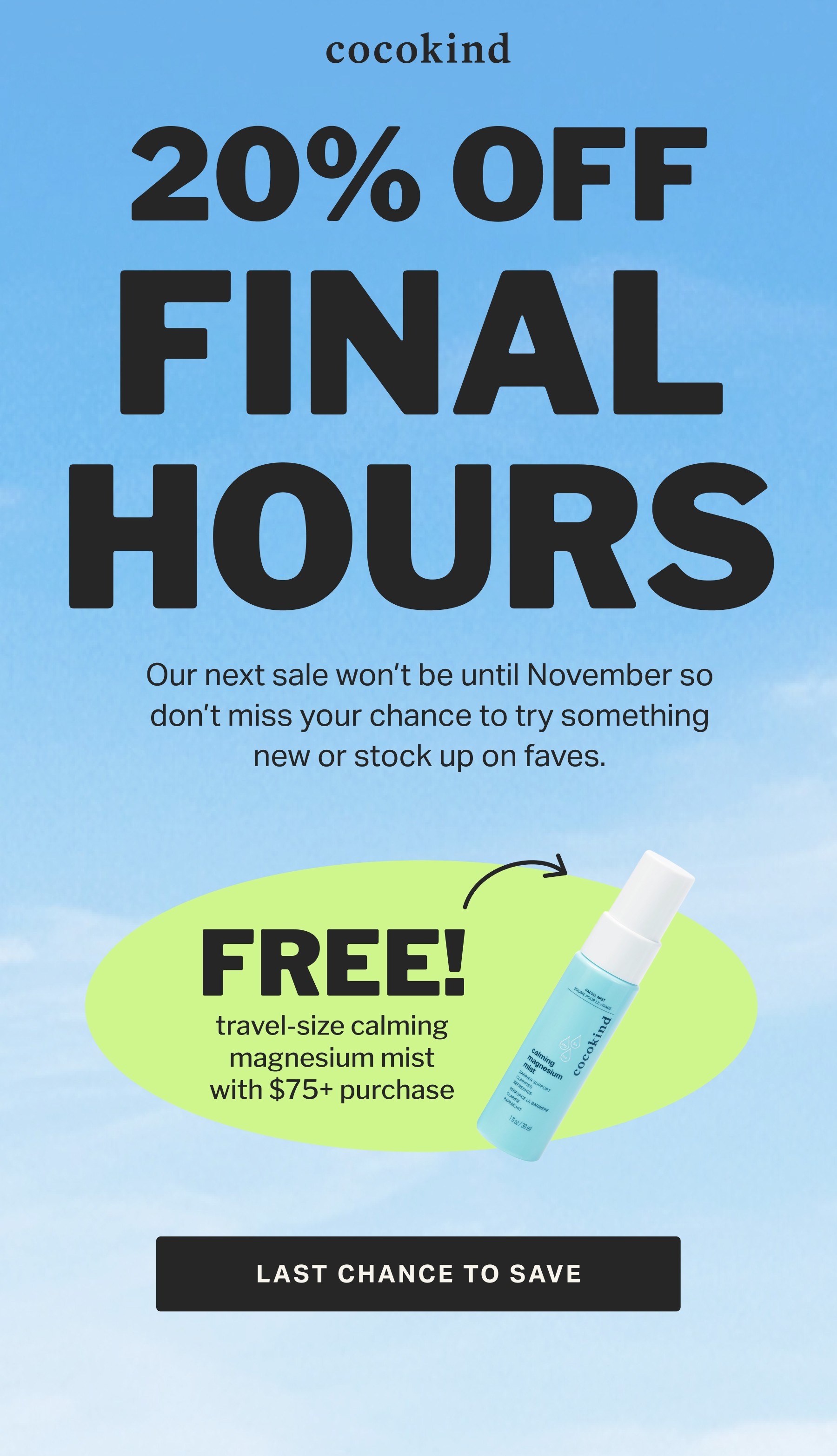 20% OFF FINAL HOURS