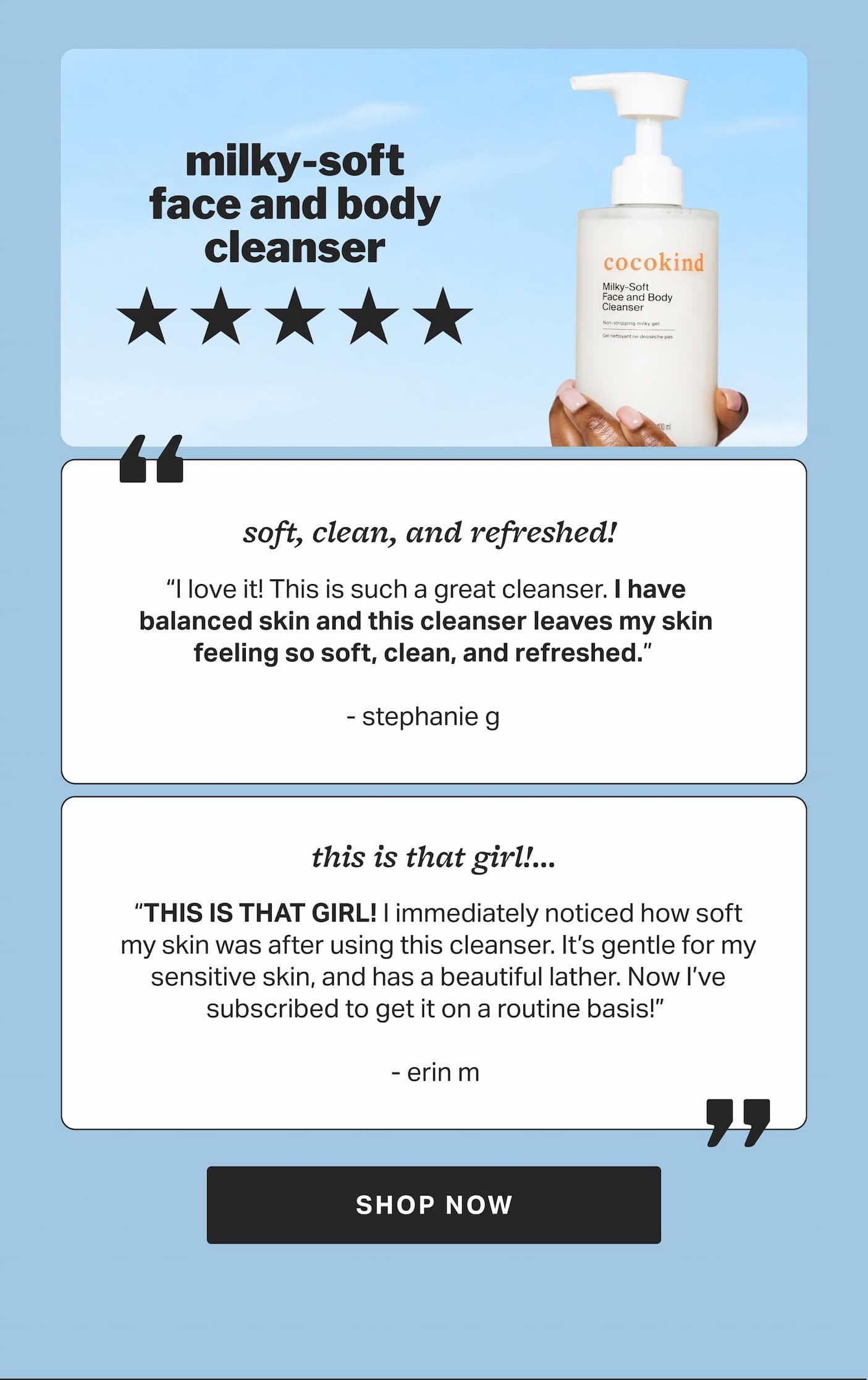 milky-soft face and body cleanser  