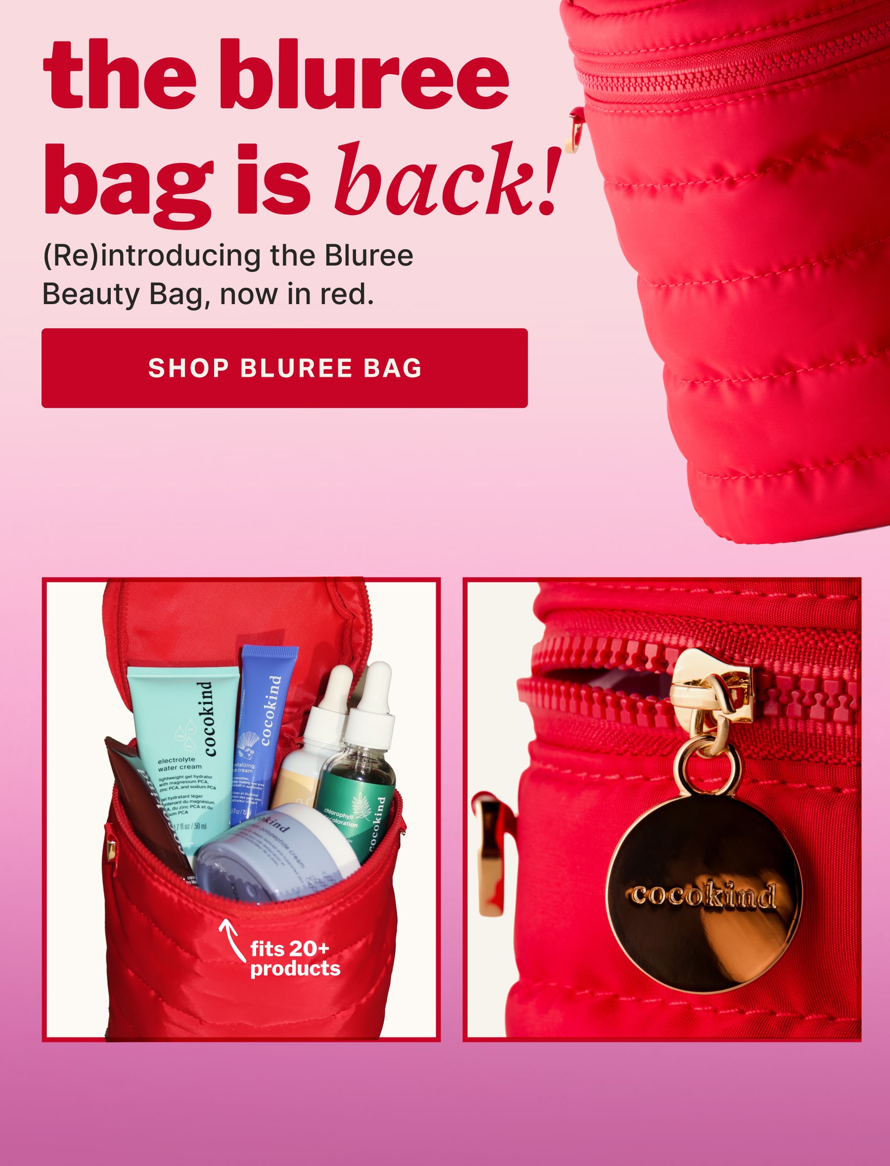 the bluree bag is back! (Re)introducing the Bluree Beauty Bag, now in red.