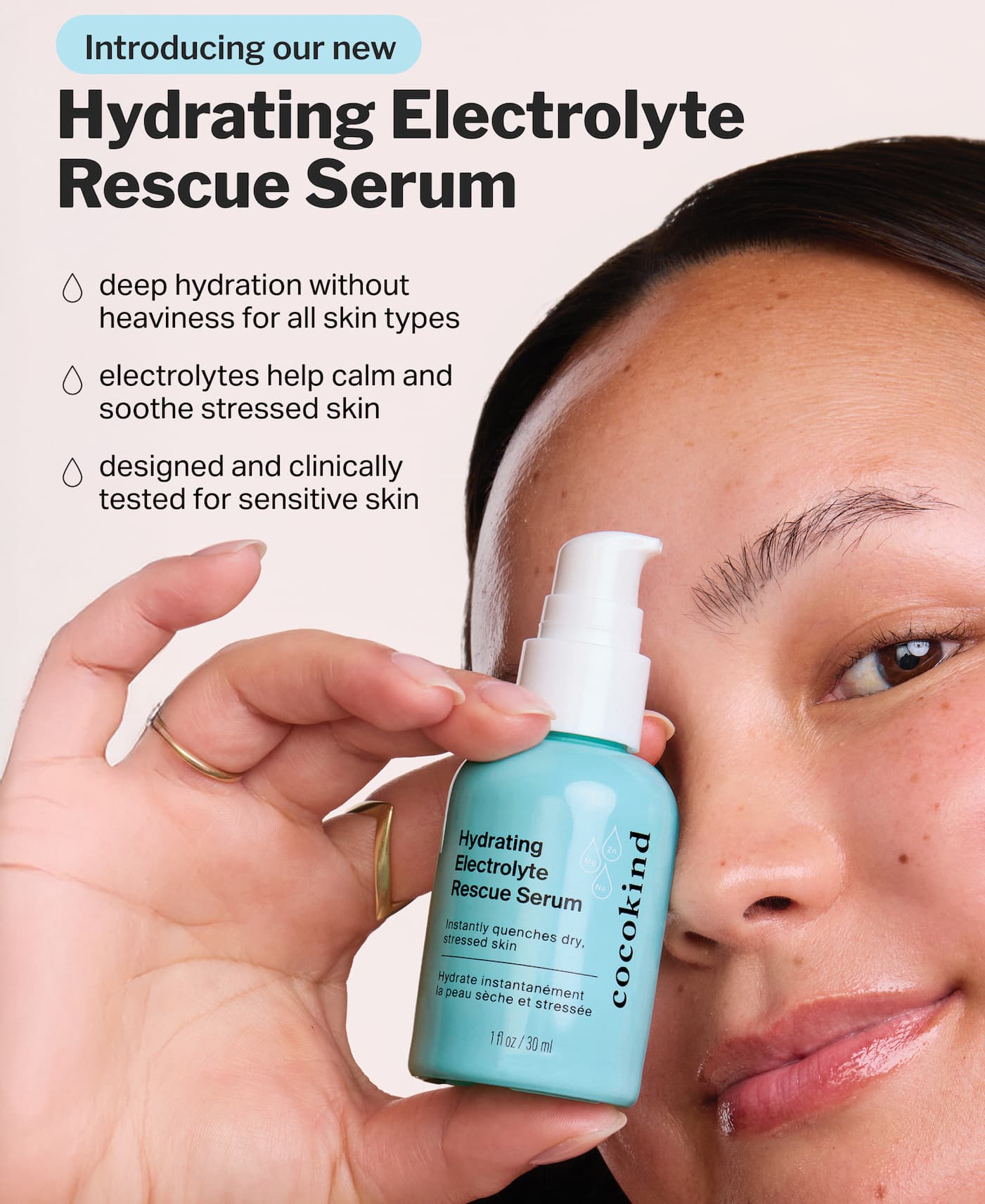 Plumps skin with lightweight, deep hydration. Our newest addition to the electrolyte family is a fast-absorbing milky serum that deeply hydrates, and calms stresses skin.   Dropping on 6/3 - make sure you’re on the list!&nbsp;