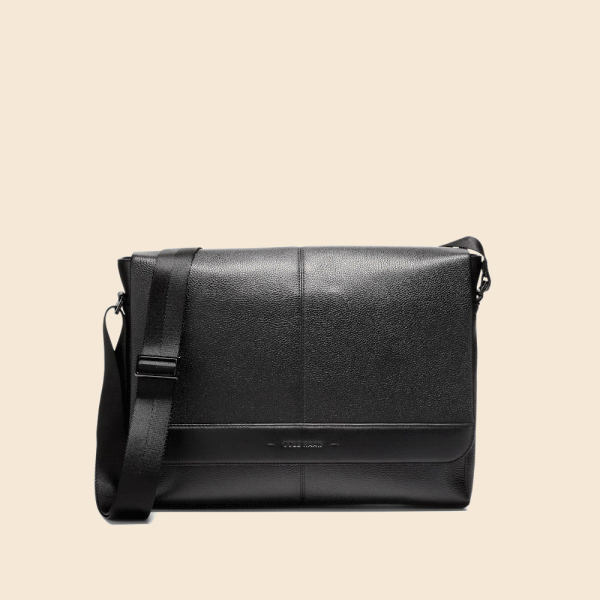 Men's and Women's black leather bags