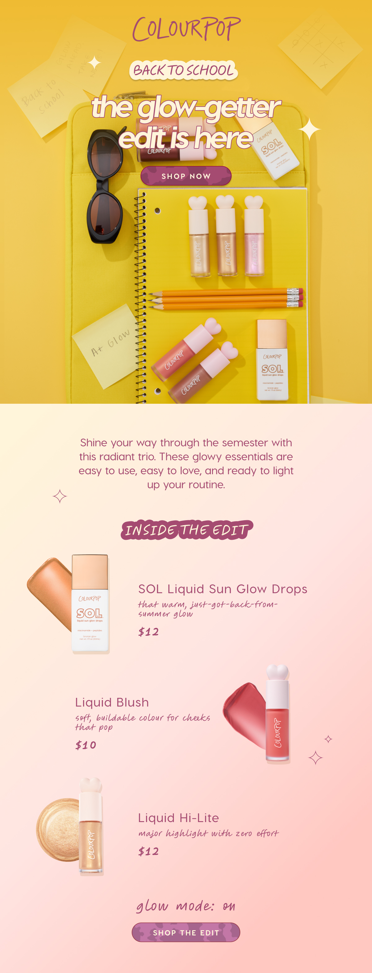 COLOURPOP | Back to School: The Glow-Getter Edit is Here SHOP NOW