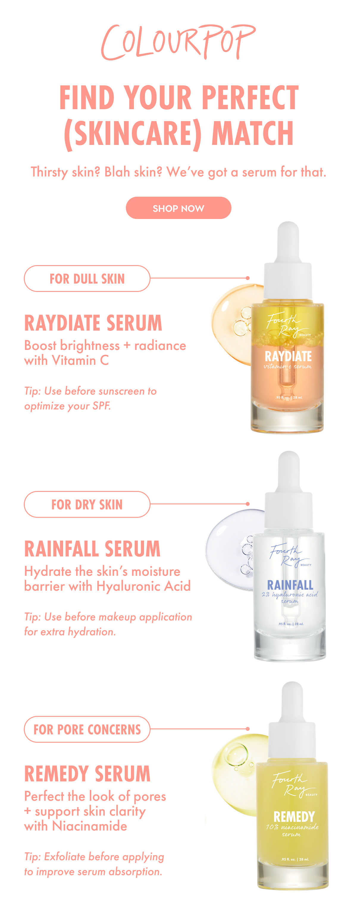 ColourPop | Find Your Perfect Skincare Match | shop now