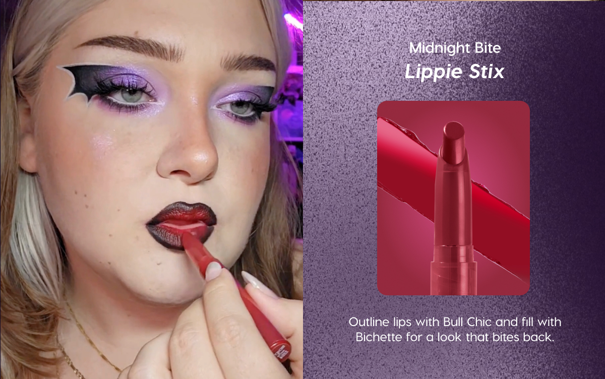 Midnight Bite: Lippie Stix | Outline lips with Bull Chic and fill with Bichette for a look that bites back.