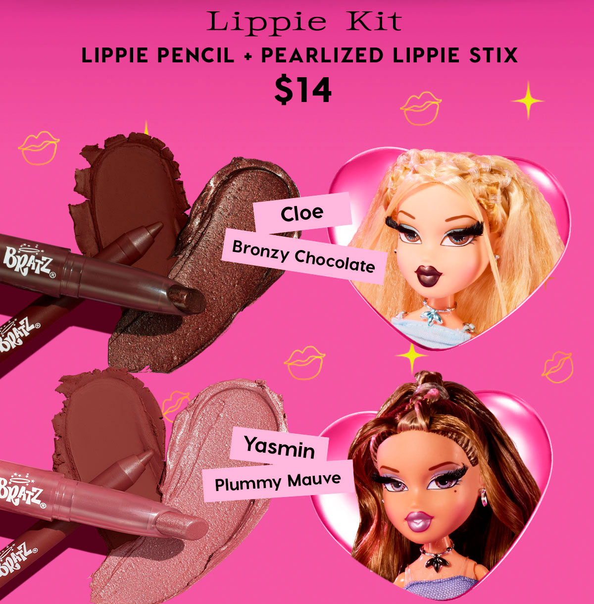Lippie Pencil + Pearlized Lippie Stix $14 | Cloe Bronzy Chocolate | Yasmin Plummy Mave