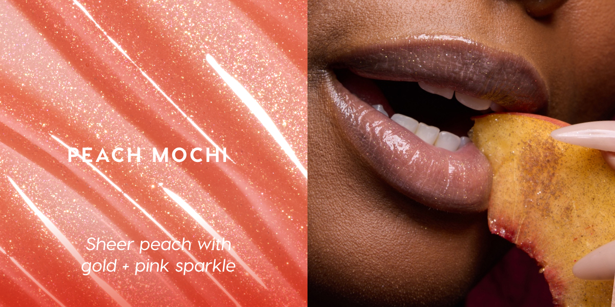 Peach Mochi | Sheer peach with gold + pink sparkle