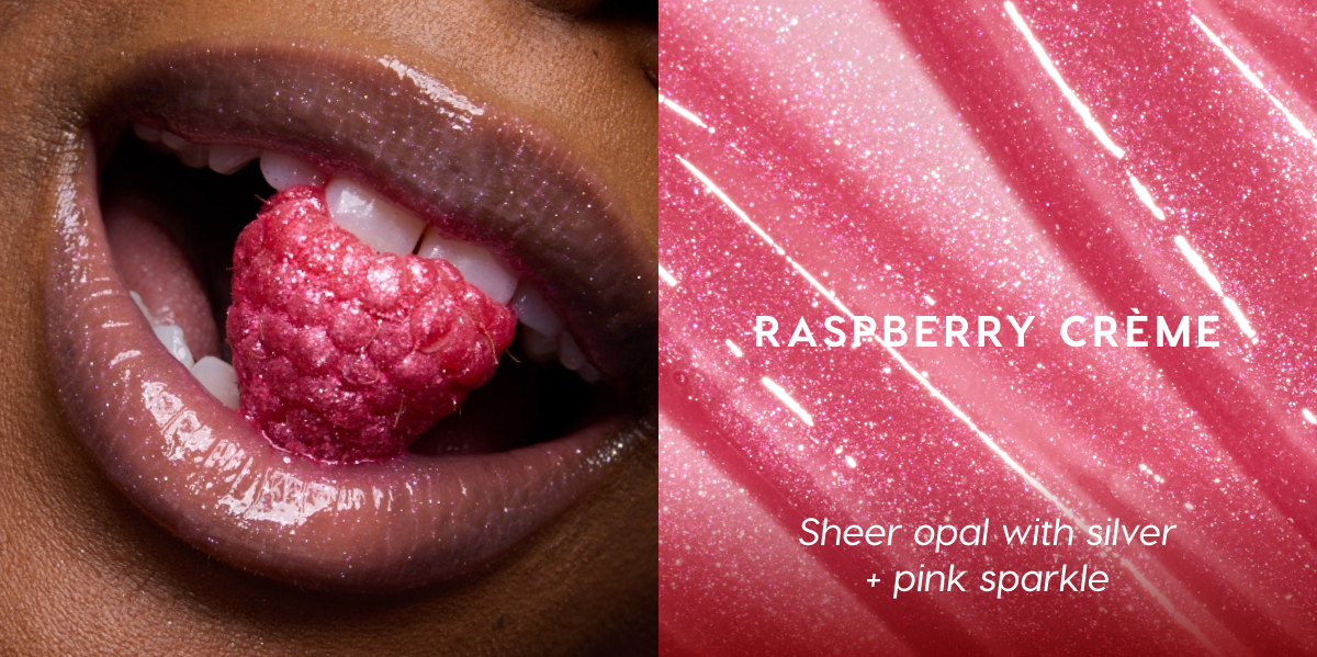 Raspberry Creme | Sheer opal with silver + pink sparkle