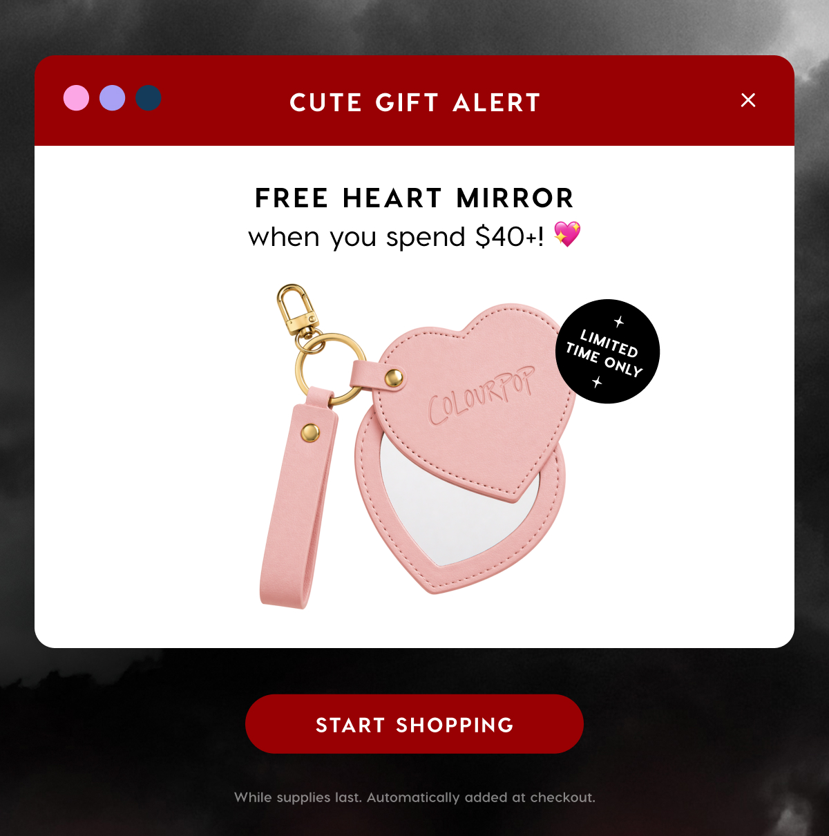 Free Heart Mirror when you spend $40+* Free Heart Mirror when you spend $40+*