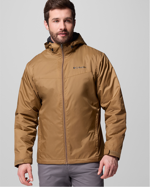 A man wearing a brown jacket