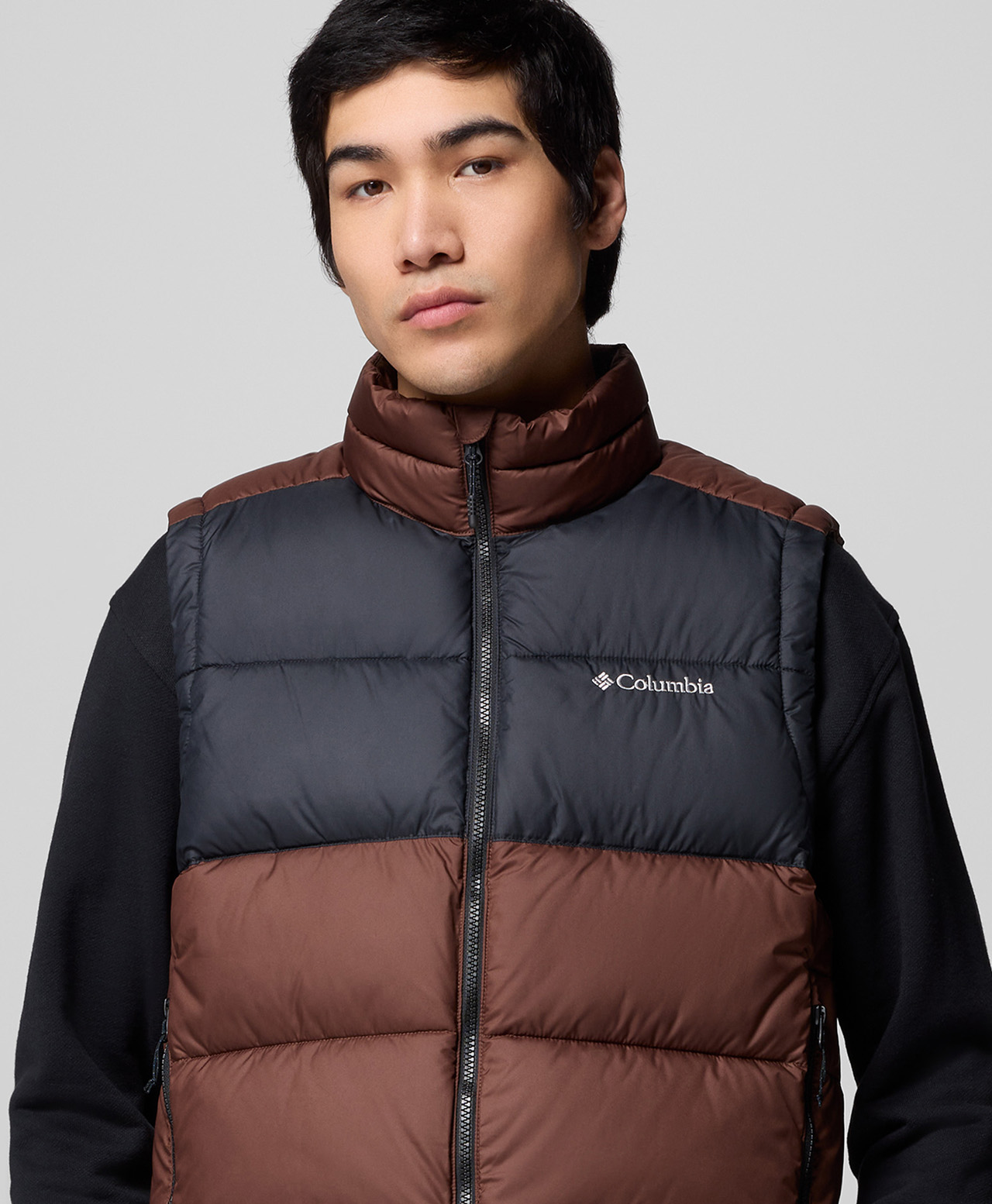Men's brown and black vest