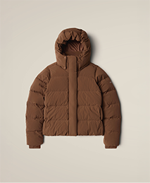 A brown puffer jacket.
