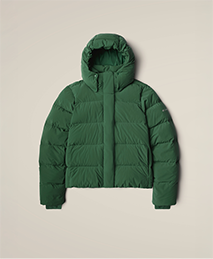 A green puffer jacket.