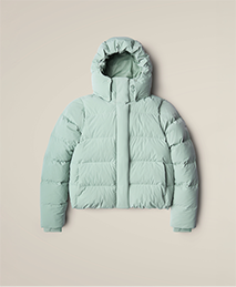 A blue puffer jacket.