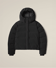 A black puffer jacket.