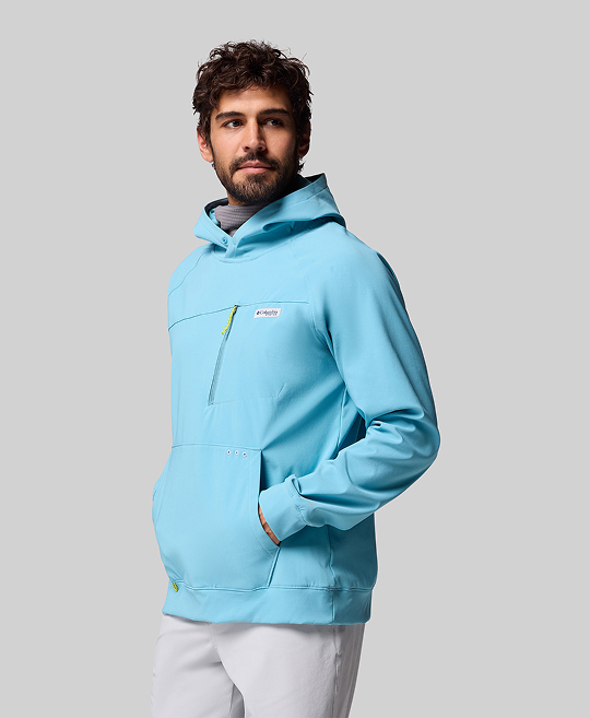 Man in a light blue Hydroforce Hoodie