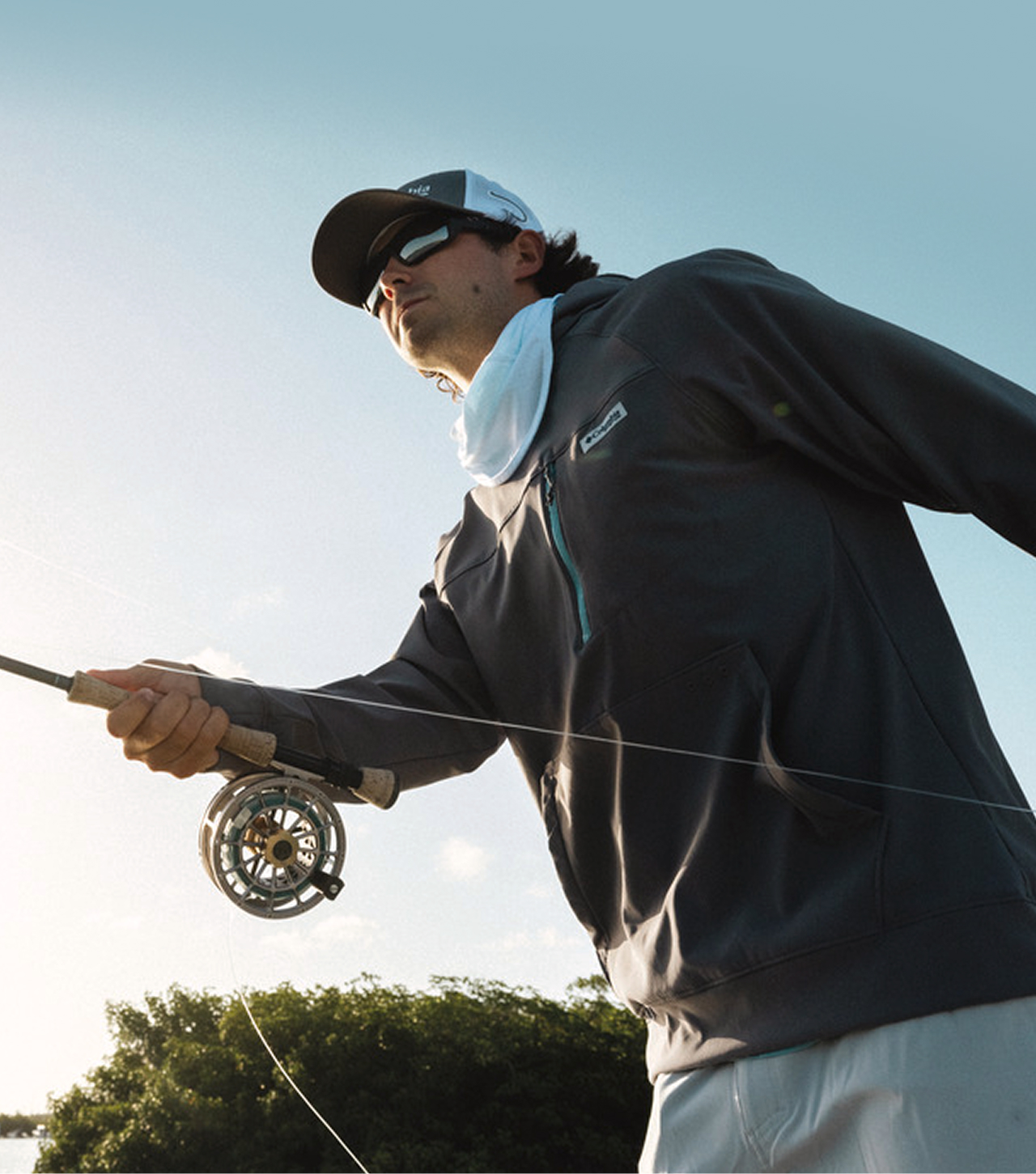 Man fishing in a Hydroforce Hoodie