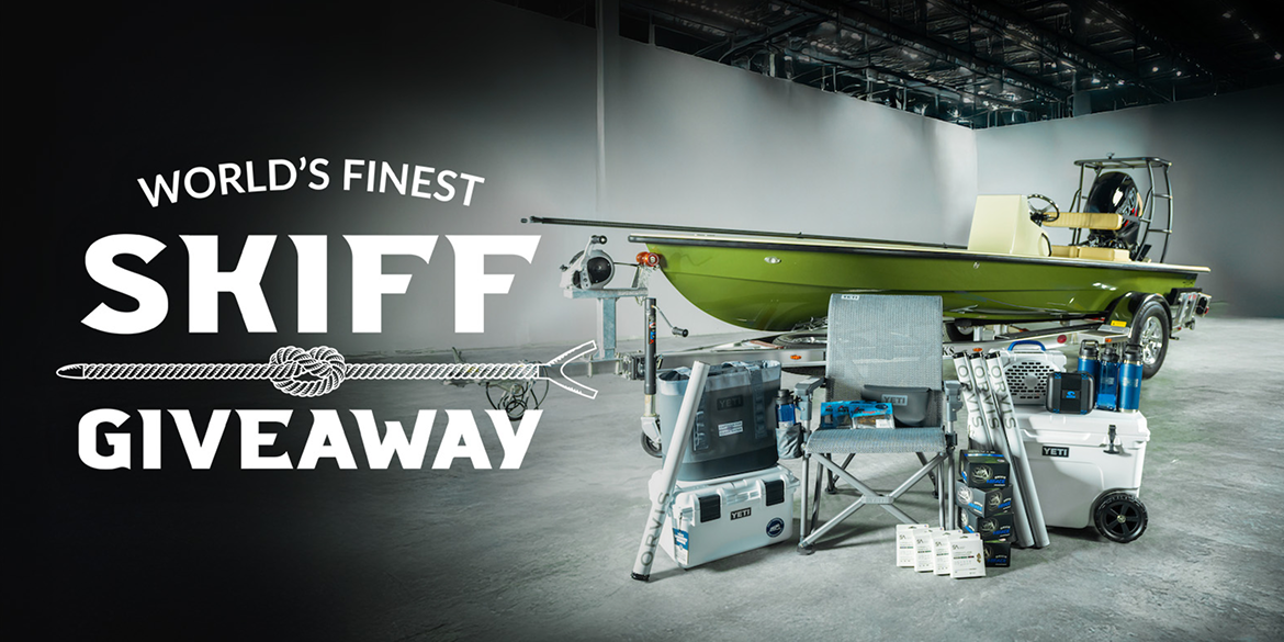 A skiff with fishing gear. WORLD'S FINEST SKIFF GIVEAWAY