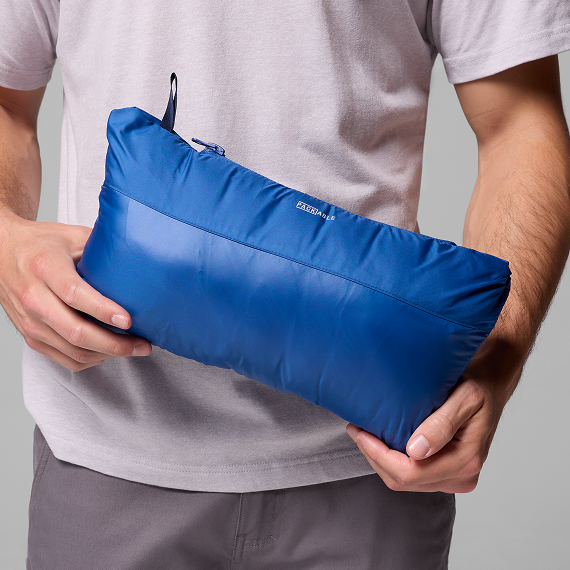 Jacket packed down into a pocket