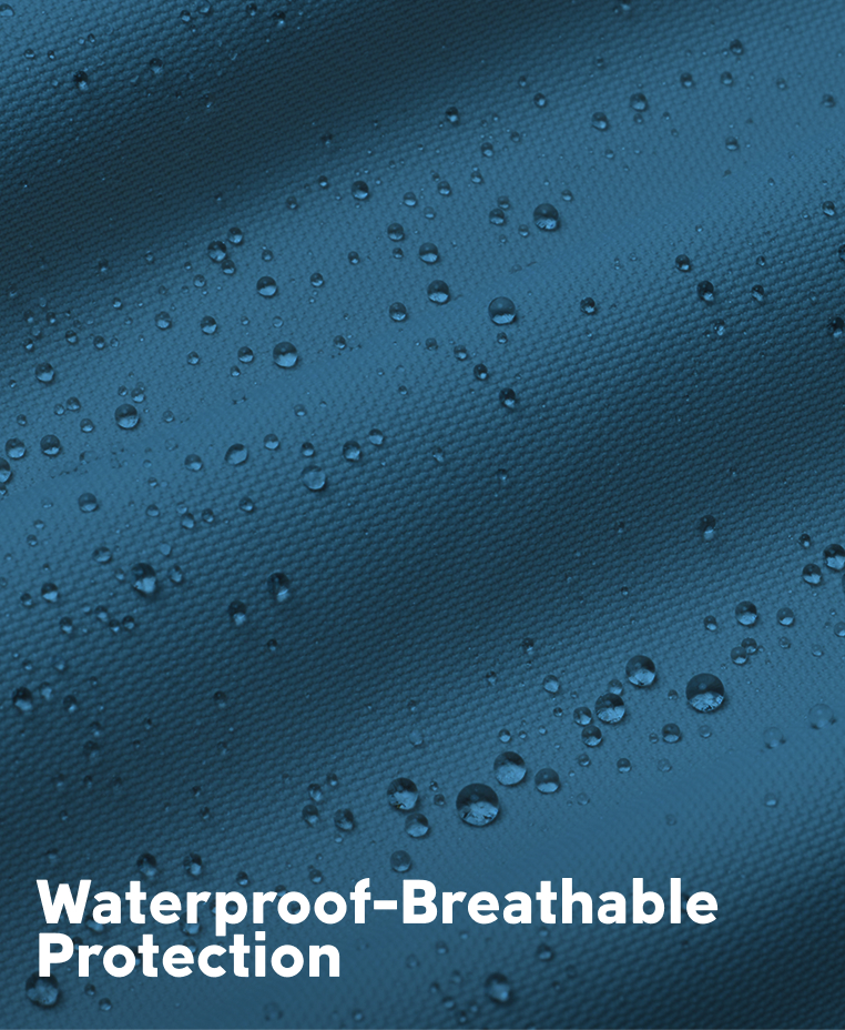 An image of water beading on the waterproof outside