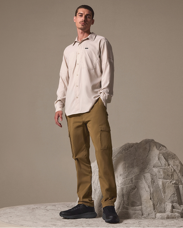 A man wearing brown ROC pants