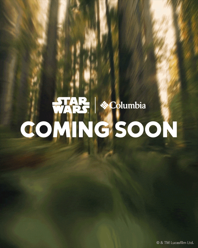 Star Wars and Columbia logos. Video speeding through forest. Coming soon.