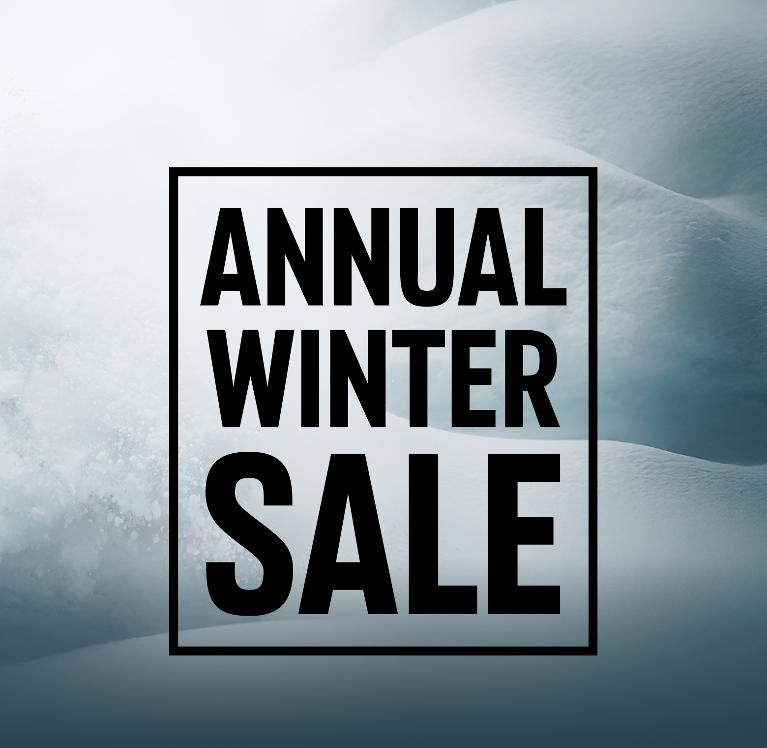 An epic shot of snow with text: ANNUAL WINTER SALE Up To 40% Off*