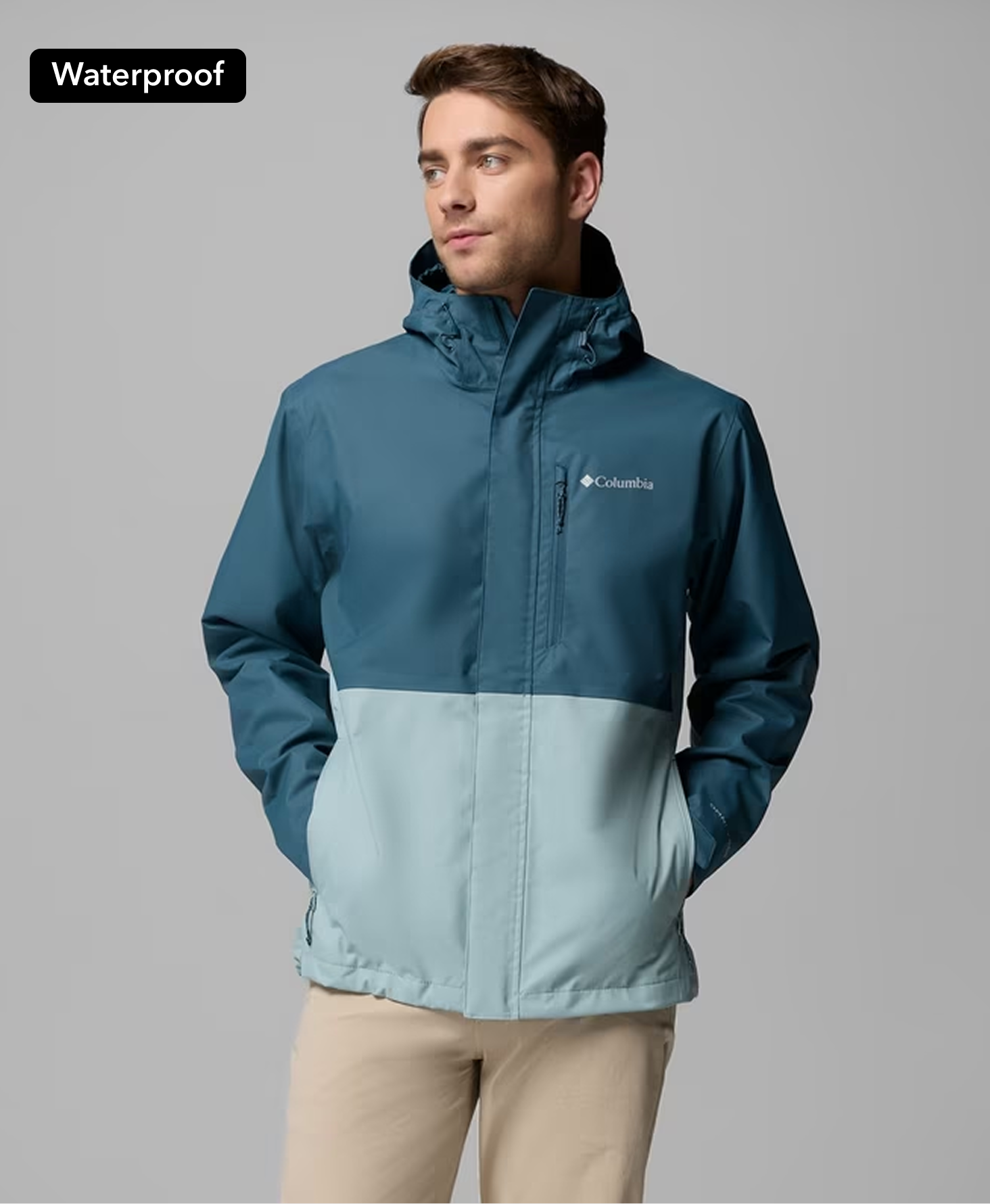 Man wearing a blue two tone jacket
