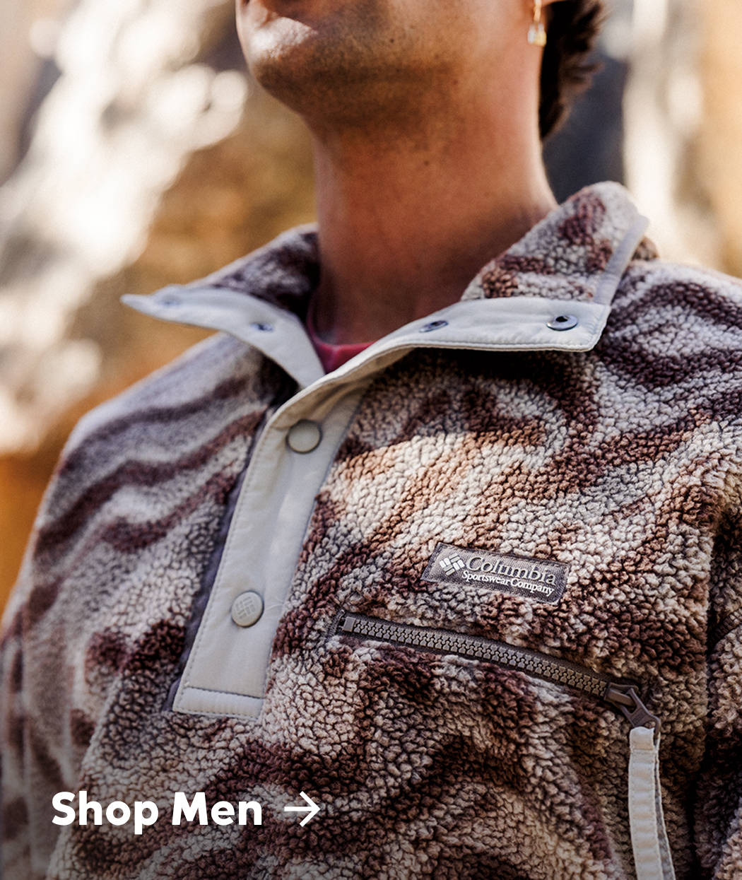 Shop Men. Image of man wearing Helvetia fleece.