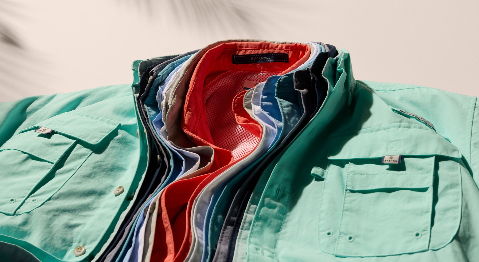 An image of the Bahama shirt in an array of colors.