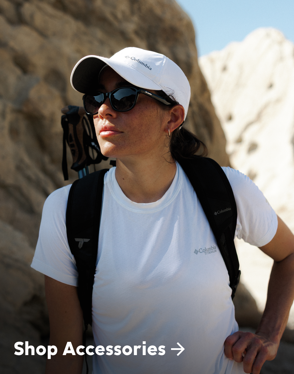 A woman backpacking