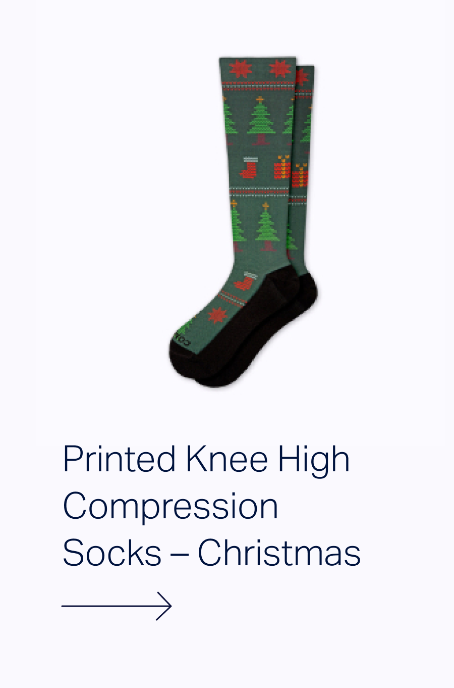 Printed Knee High Compression Socks - Christmas