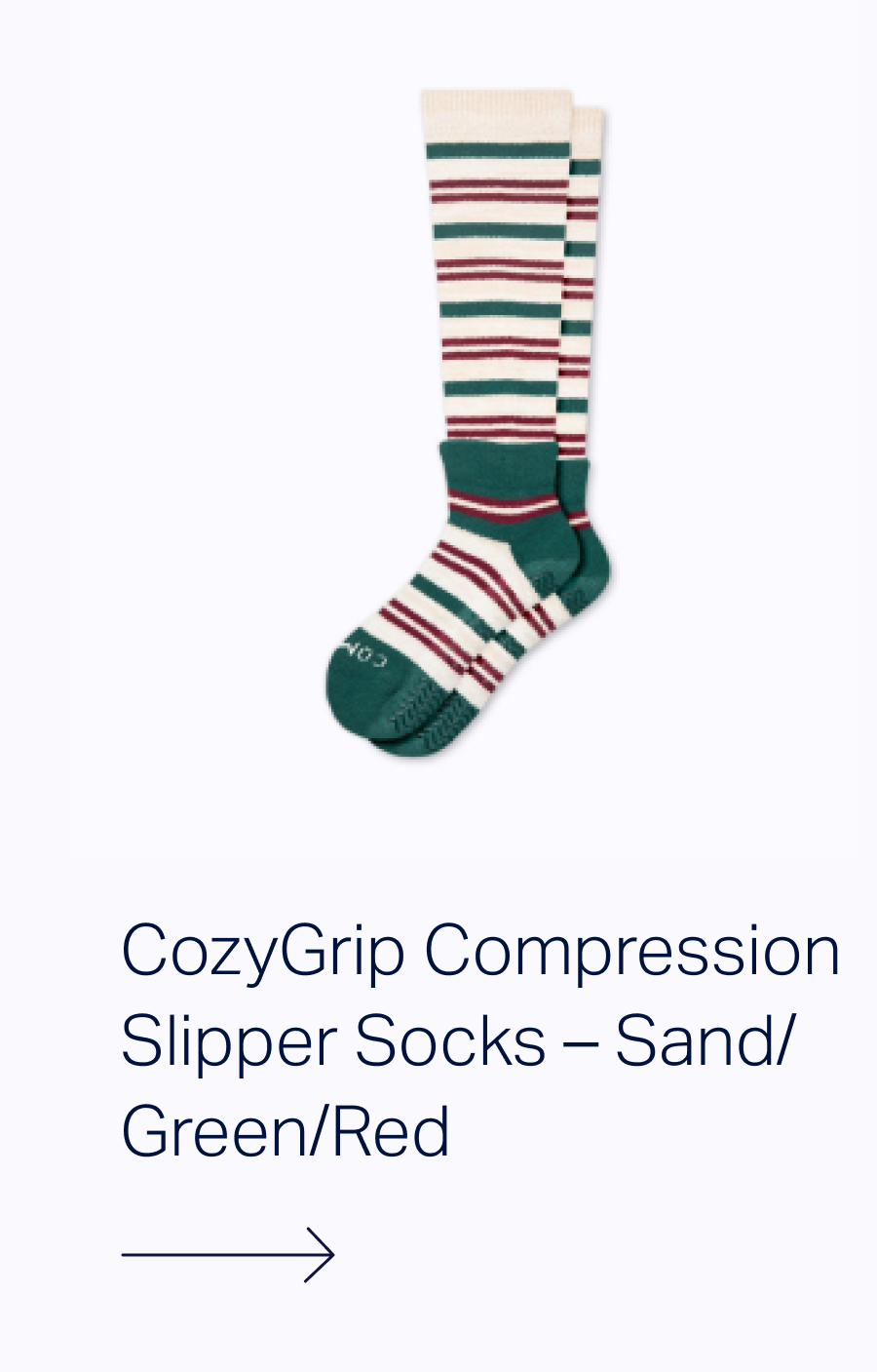 CozyGrip Compression Slipper Socks – Sand/Green/Red