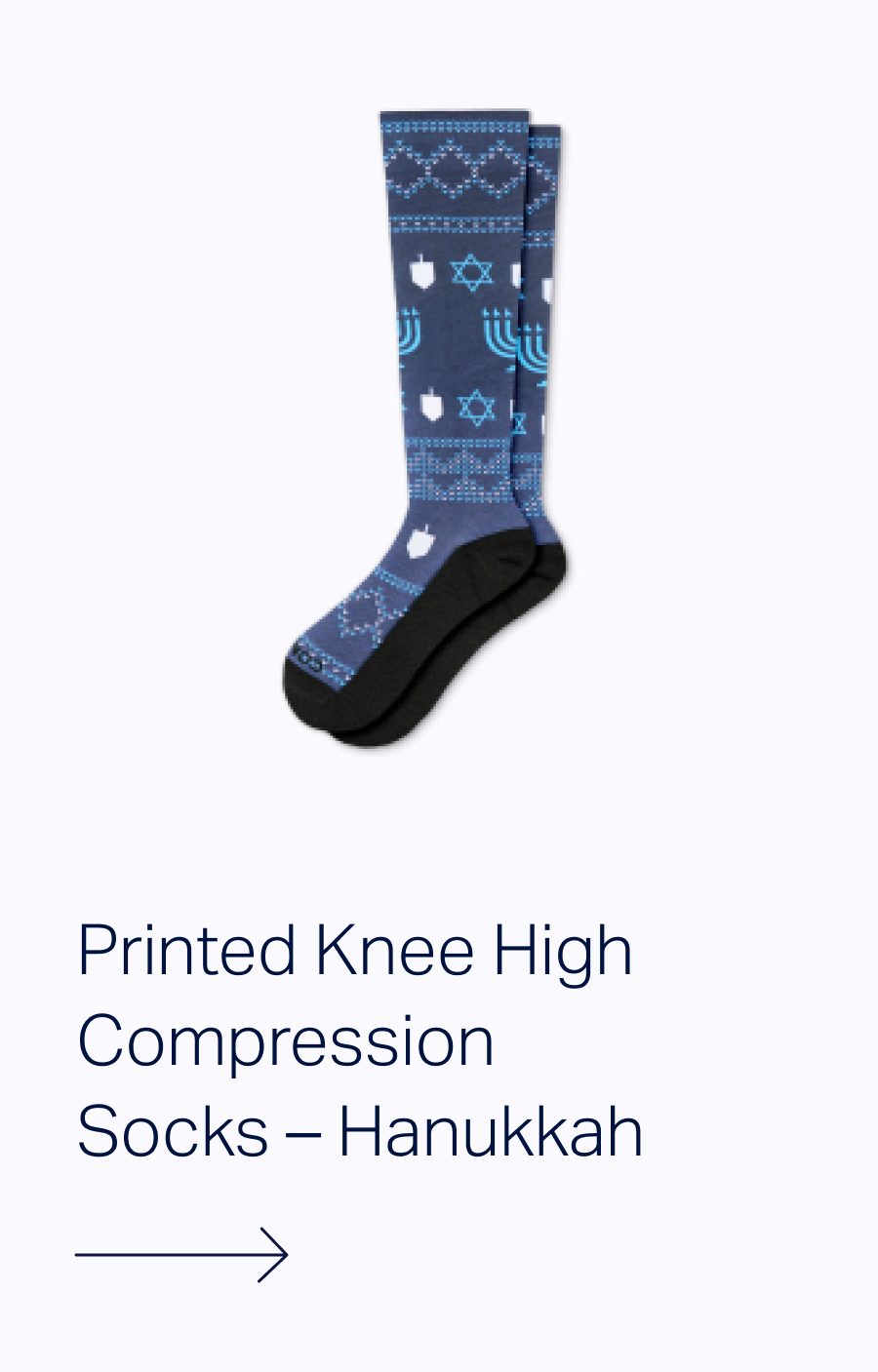 Printed Knee High Compression Socks - Hanukkah