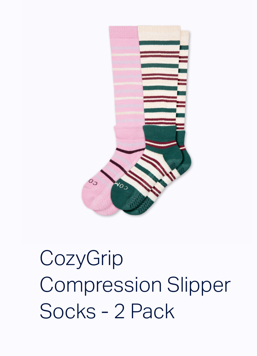 CozyGrip Compression Slipper Socks - 2 Pack