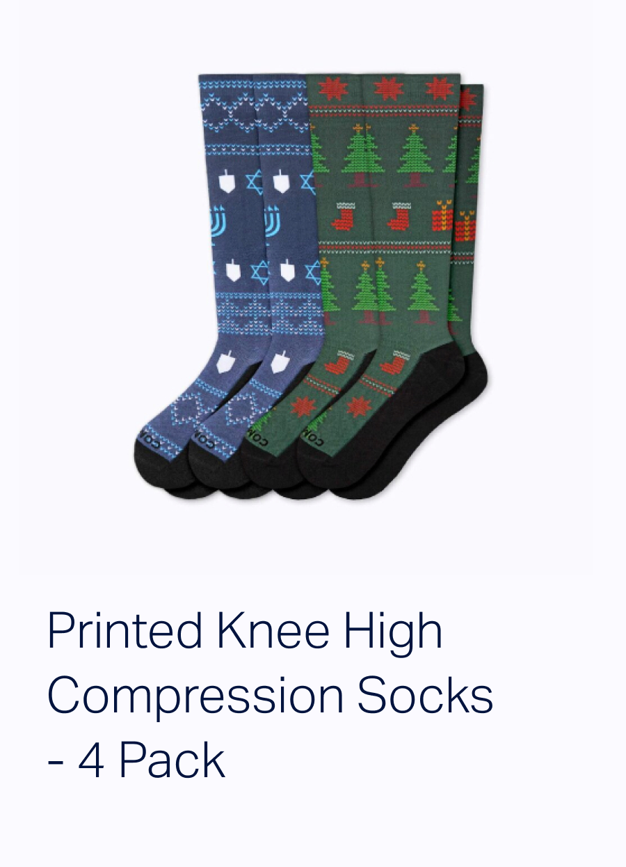 Printed Knee High Compression Socks - 4 Pack
