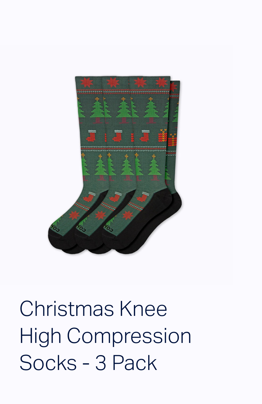 Christmas Knee High Compression Socks - 3 Pack