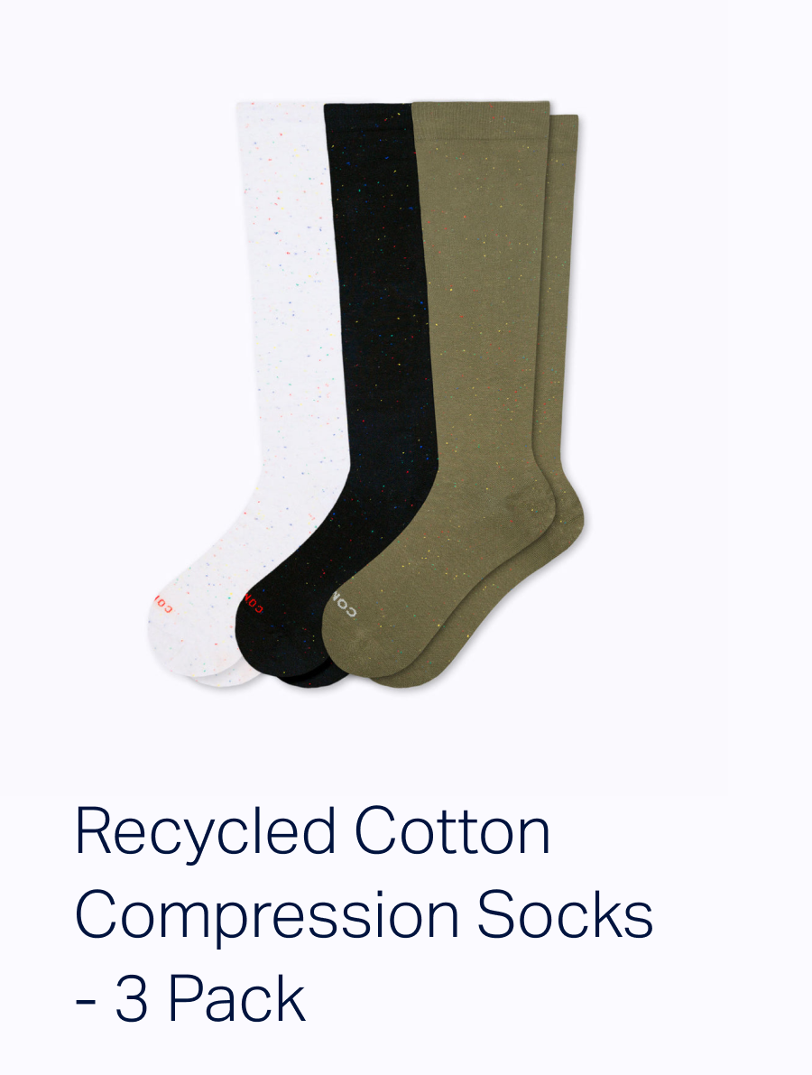 Recycled Cotton Compression Socks - 3 Pack