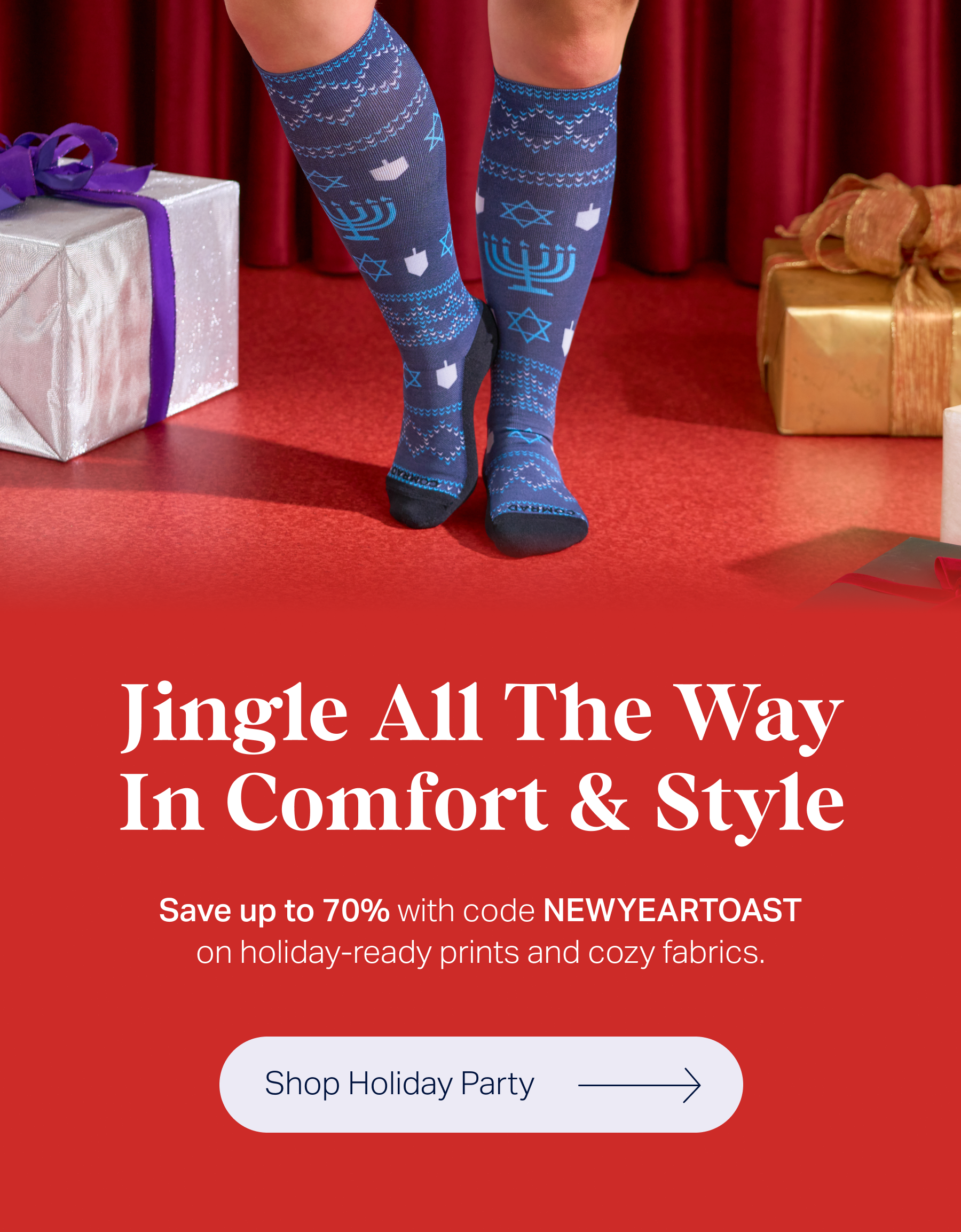 Save up to 70% with code NEWYEARTOAST on holiday-ready prints and cozy fabrics.