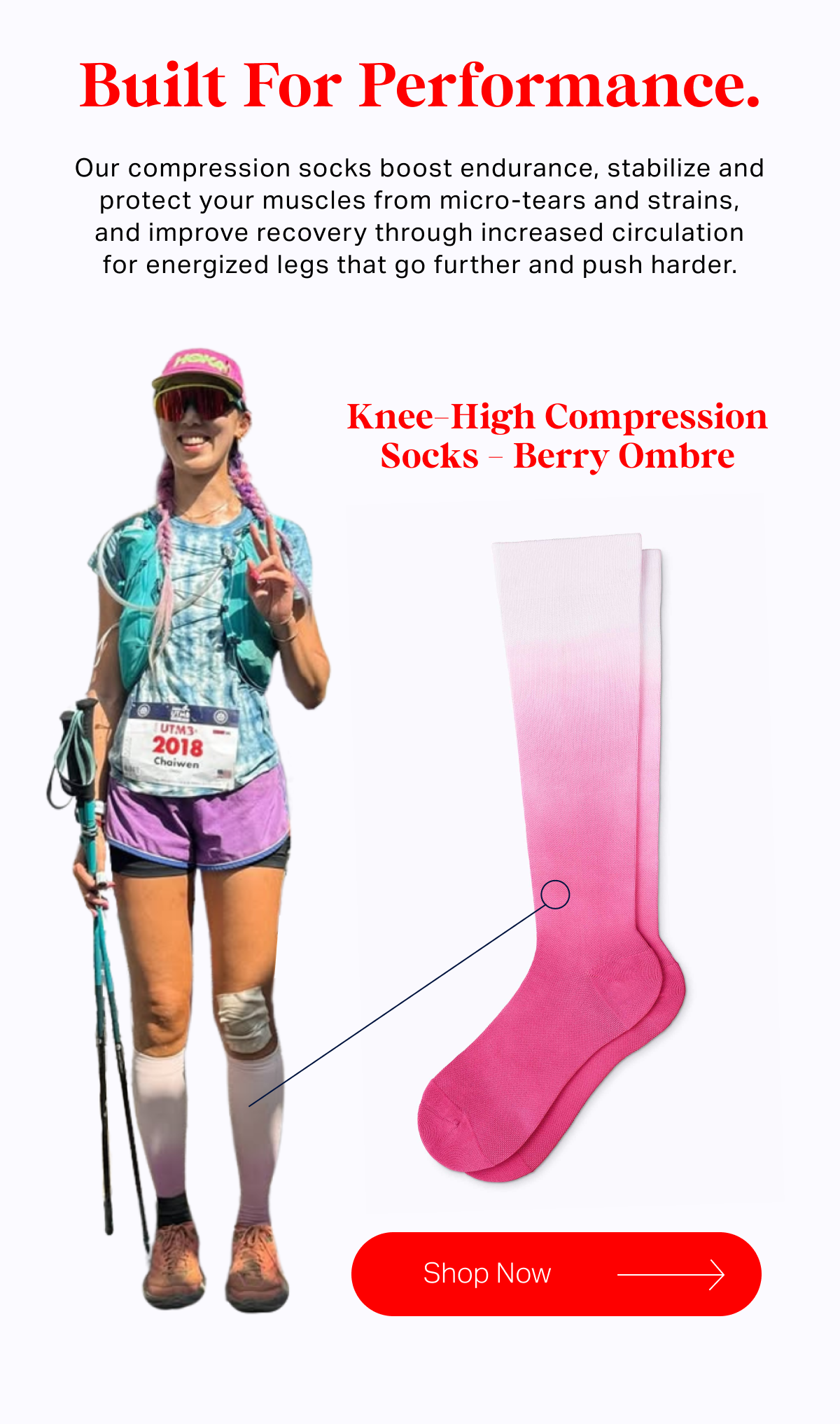 Knee-High Compression Socks - Berry Ombre 
