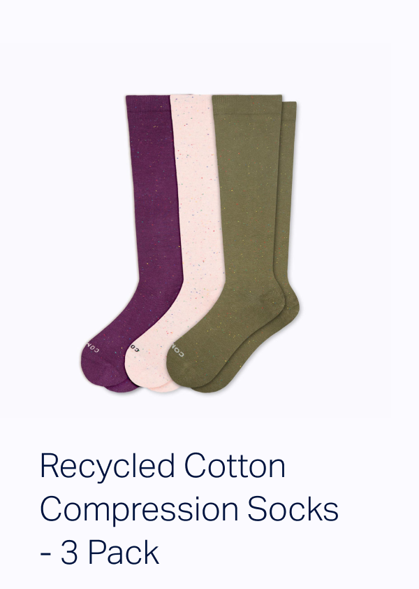 Recycled Cotton Compression Socks - 3 Pack