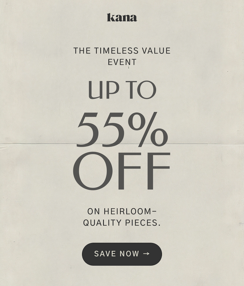 The Timeless Value Event: Up to 55% off