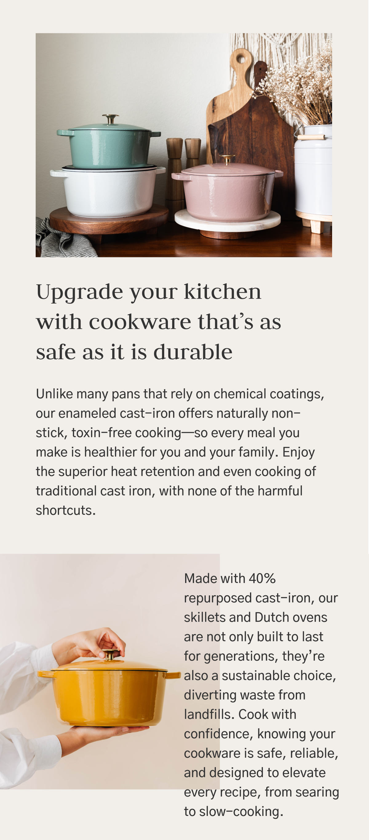 Uprade to durable, nontoxic cookware