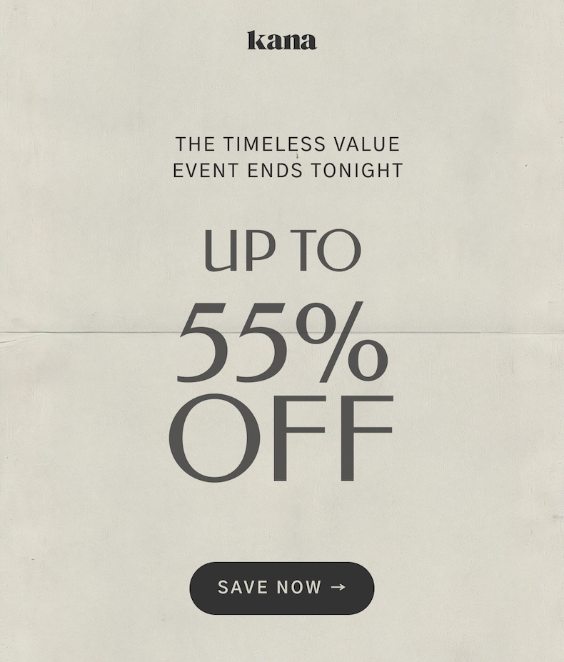 The Timeless Value Event: Up to 55% off