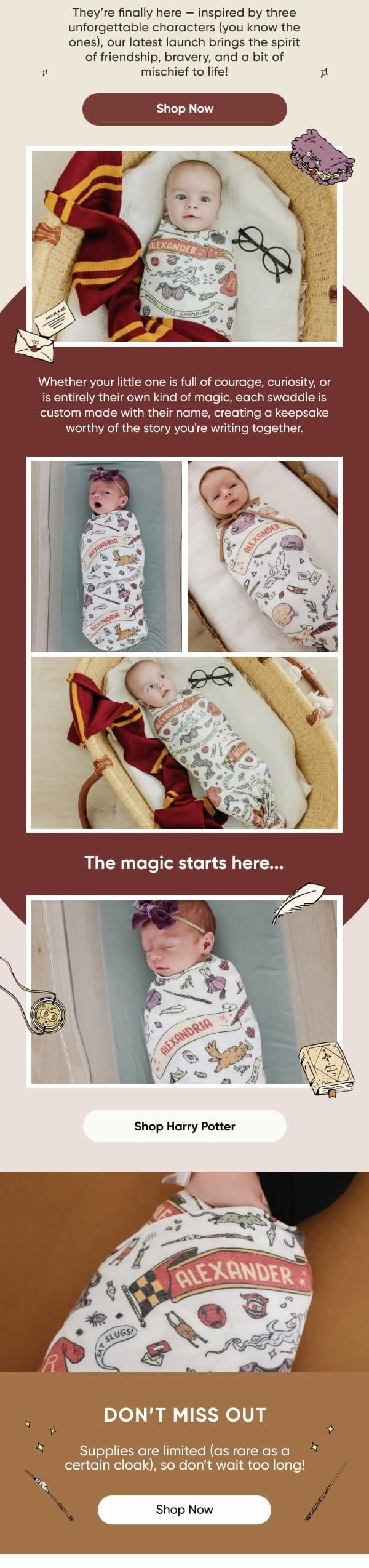 Copper Pearl |  Shop NEW Harry Potter Personalized Swaddles