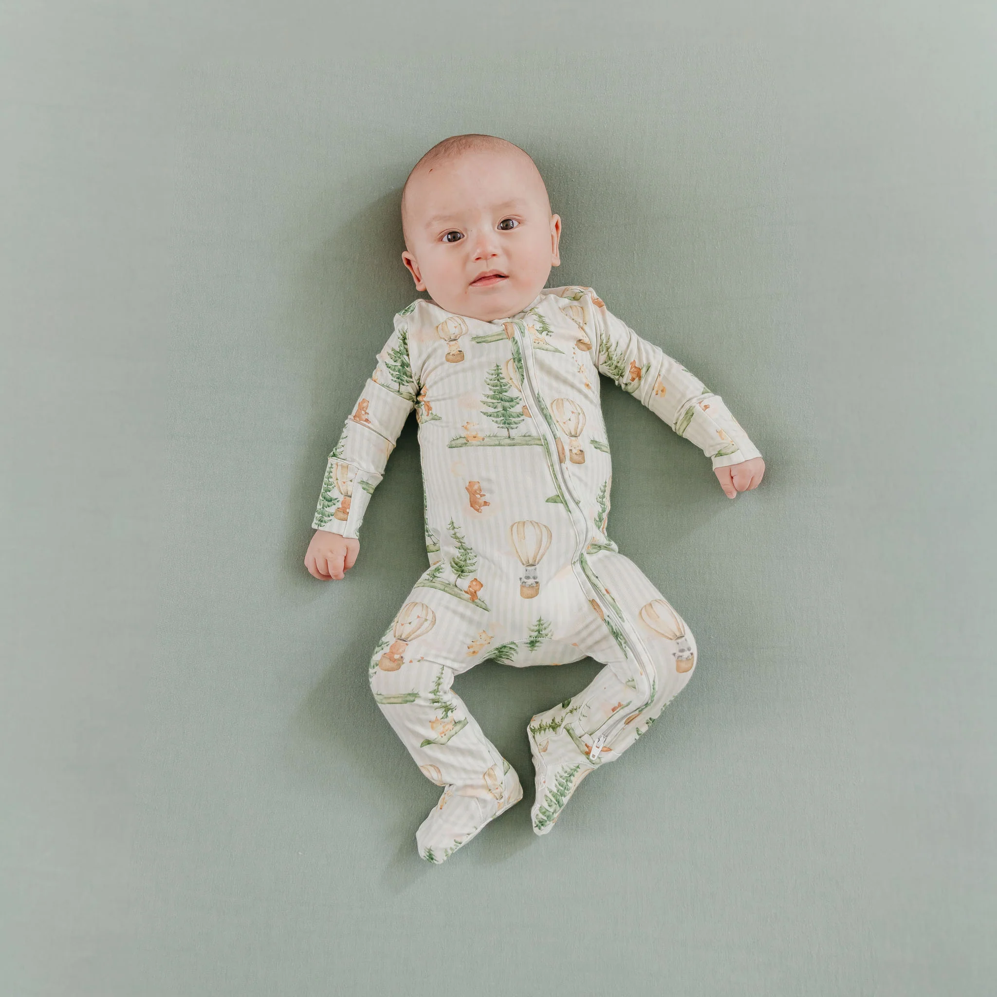 Image of Bamboo Zip-Up Footie - Forest Explorer
