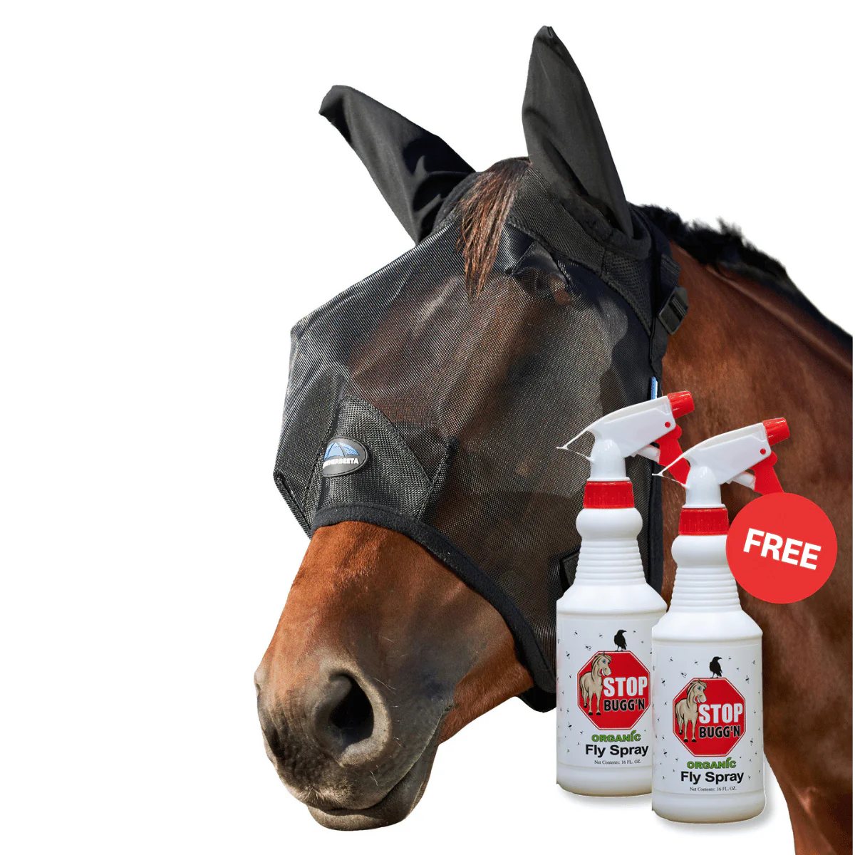 Image of WeatherBeeta Comfitec Insect Fly Mask with Ears with Free Fly Spray