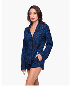 Pima Lusso Printed Long Sleeve Top Boxer Pajama Set