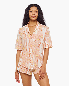 Pima Lusso Printed Short Sleeve Top Boxer Set