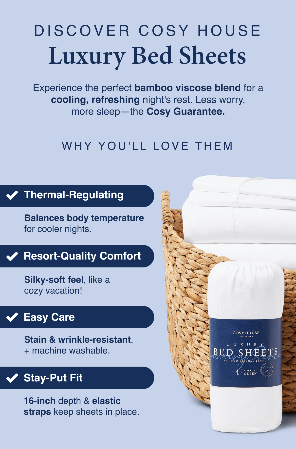 Cosy House Luxury Bed Sheets