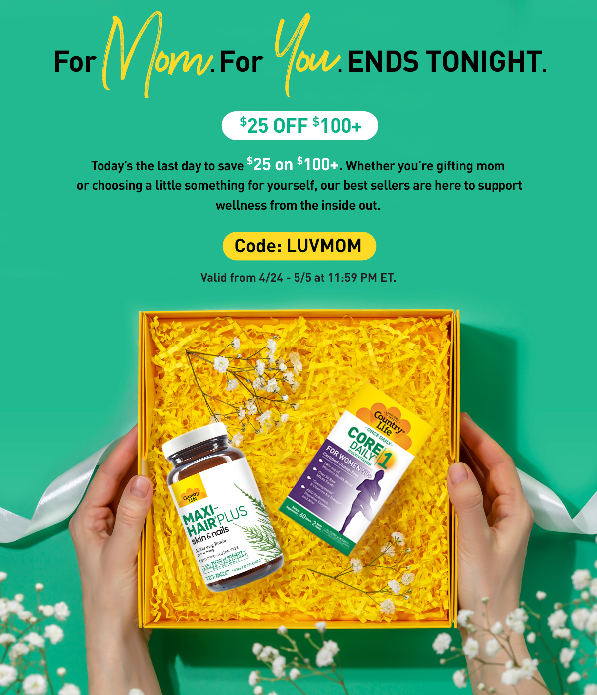 $25 off $100 ends tonight! Shop now 